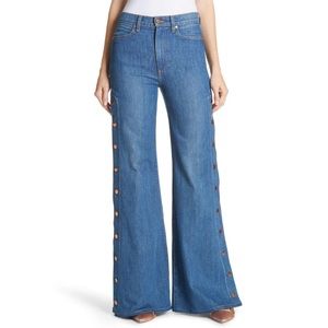 alice and olivia side snap jeans
